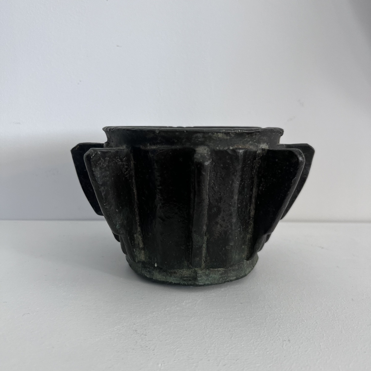 Antique Bronze Fin Mortar. 