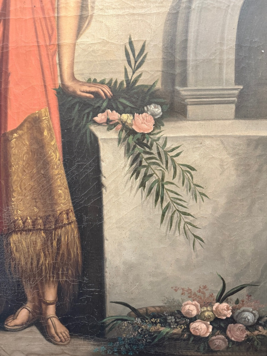 Important Oil On Canvas, Young Woman At The Fountain. Hermann.-photo-4