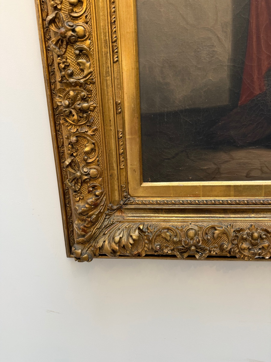 Important Oil On Canvas, Young Woman At The Fountain. Hermann.-photo-7