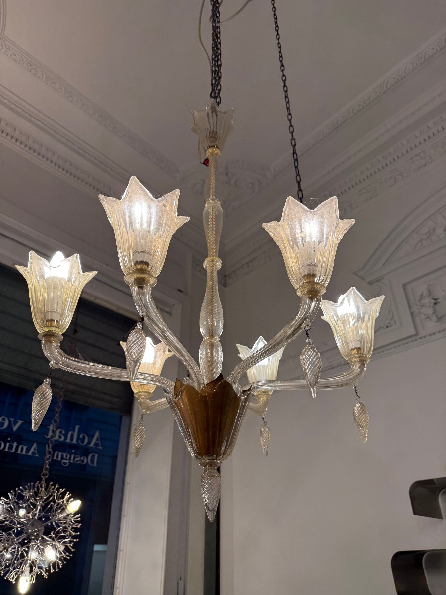 Murano, Glass Chandelier, 1960s Design.-photo-3