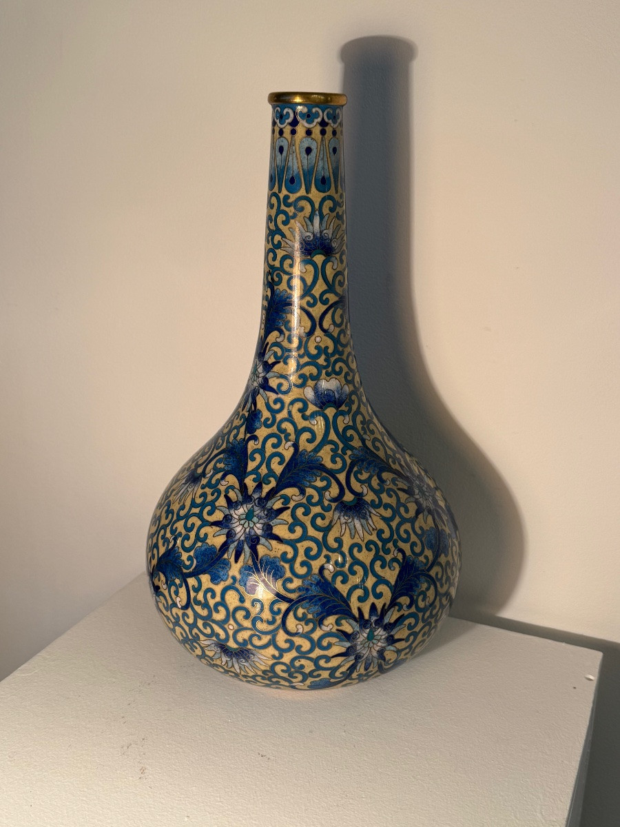 China, Cloisonné Enamel Vase.-photo-3