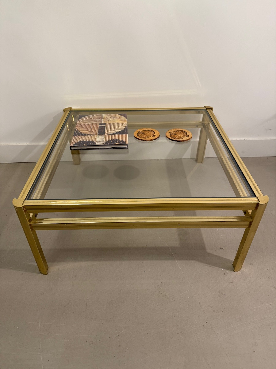 Table basse de salon doré .-photo-2