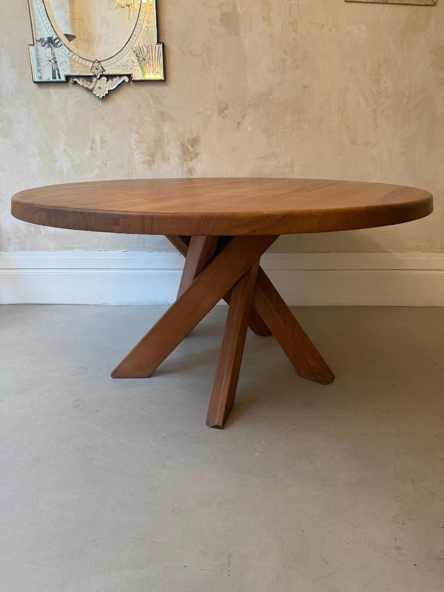 Pierre Chapo , Table ronde de salle à manger .-photo-2