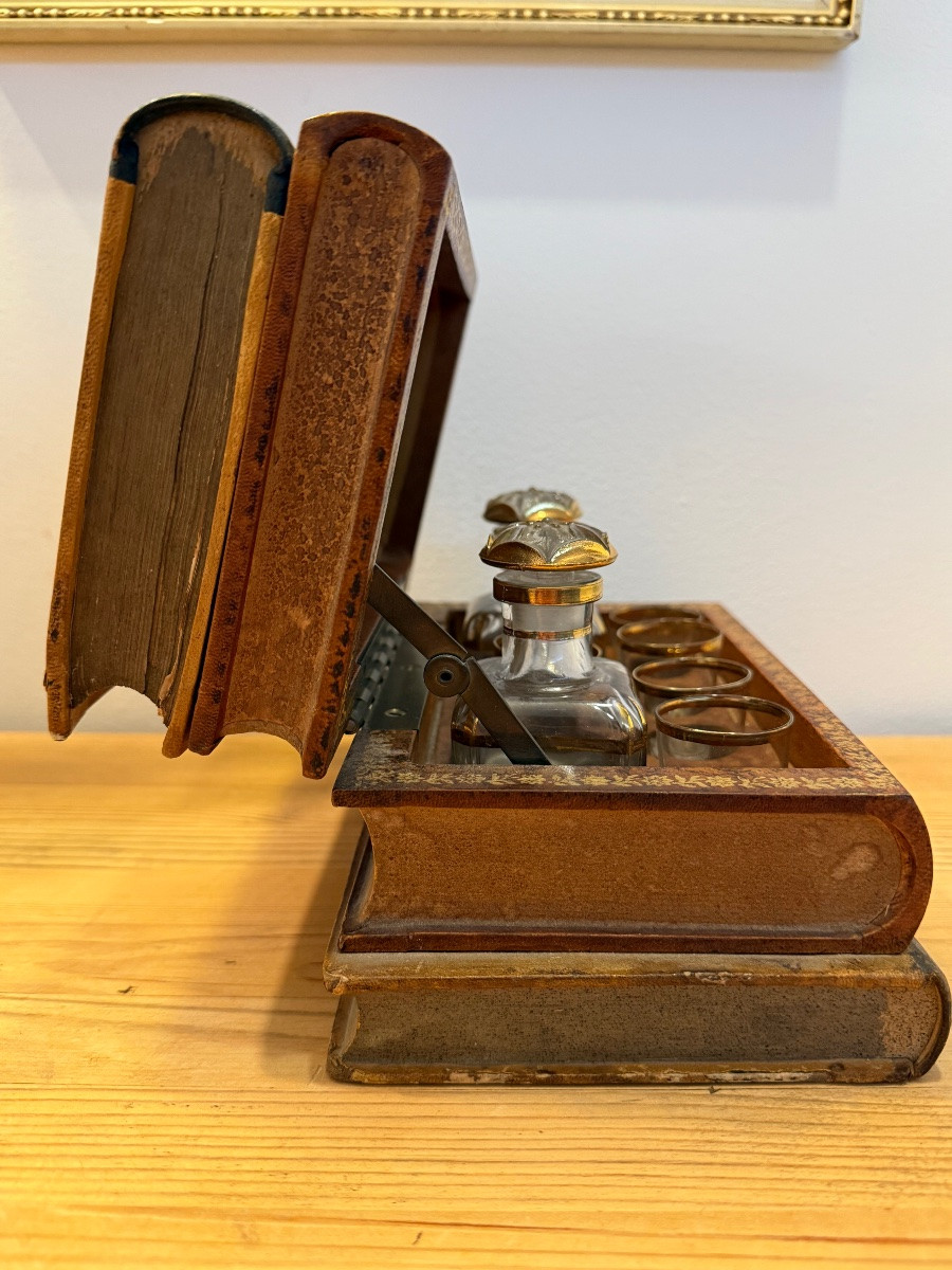 Cave à liqueur en trompe l’œil faux livres . -photo-3