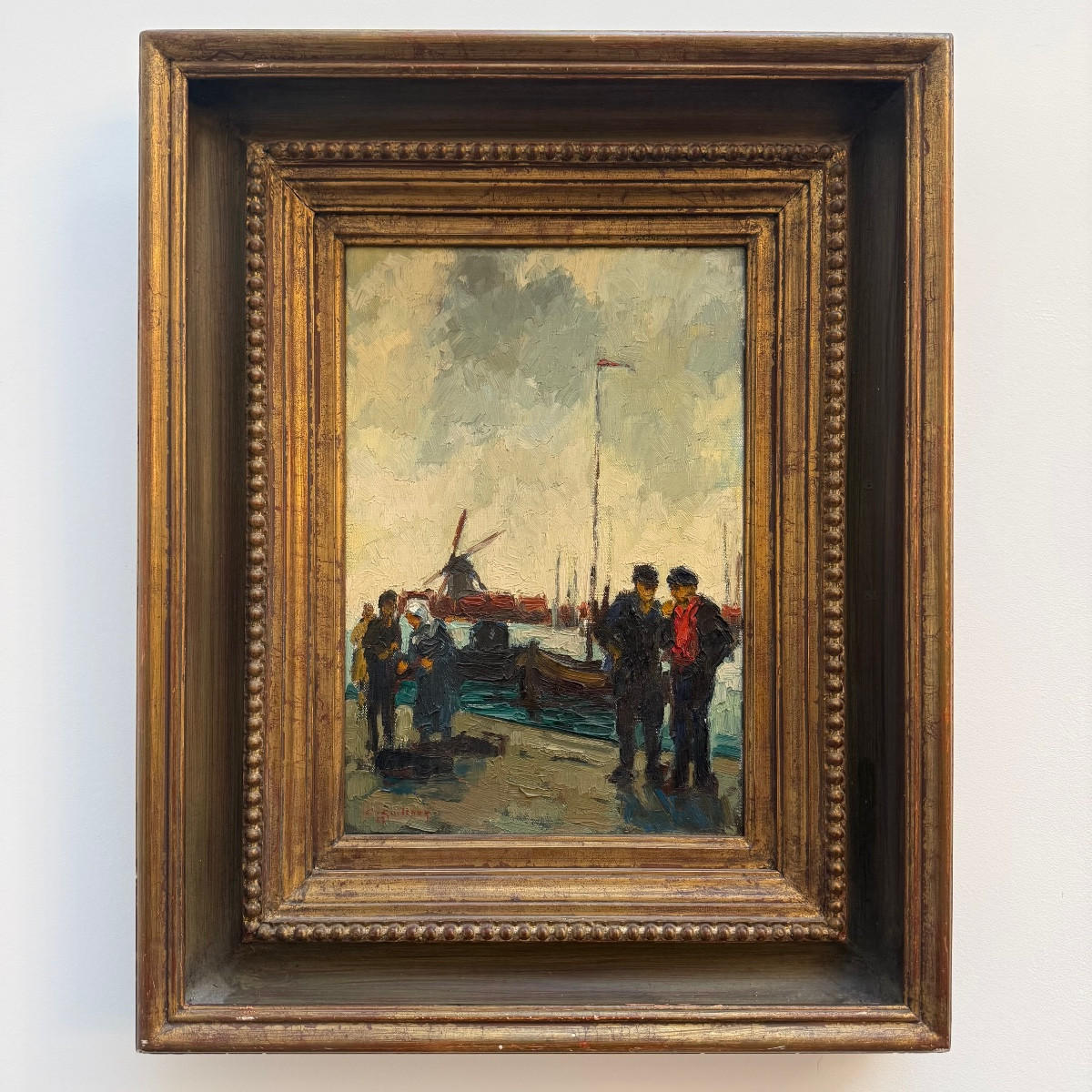 Painting, Fishermen In Holland, Charles Guillaud.