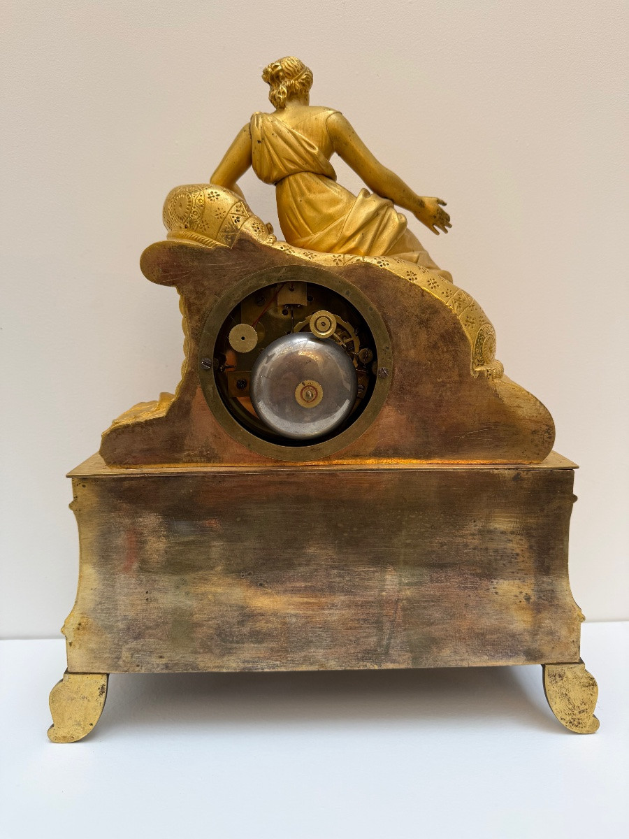 Restoration Period Clock In Gilt Bronze.-photo-3