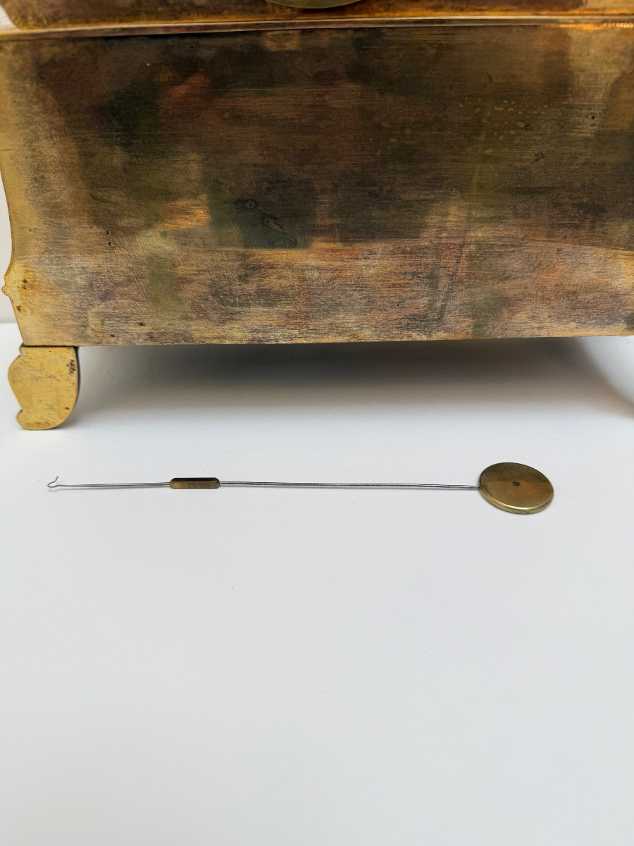 Restoration Period Clock In Gilt Bronze.-photo-5