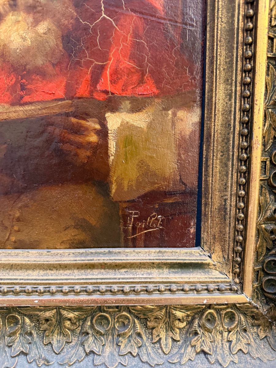 Fernand Paillet , tableau ancien , huile sur bois .-photo-4
