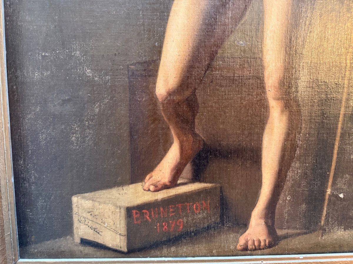  Tableau  , huile sur toile , figure masculine au drapeau . -photo-1