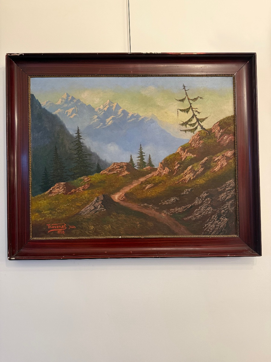 Important tableau , paysage de montagne Isère Savoie Alpes.-photo-1