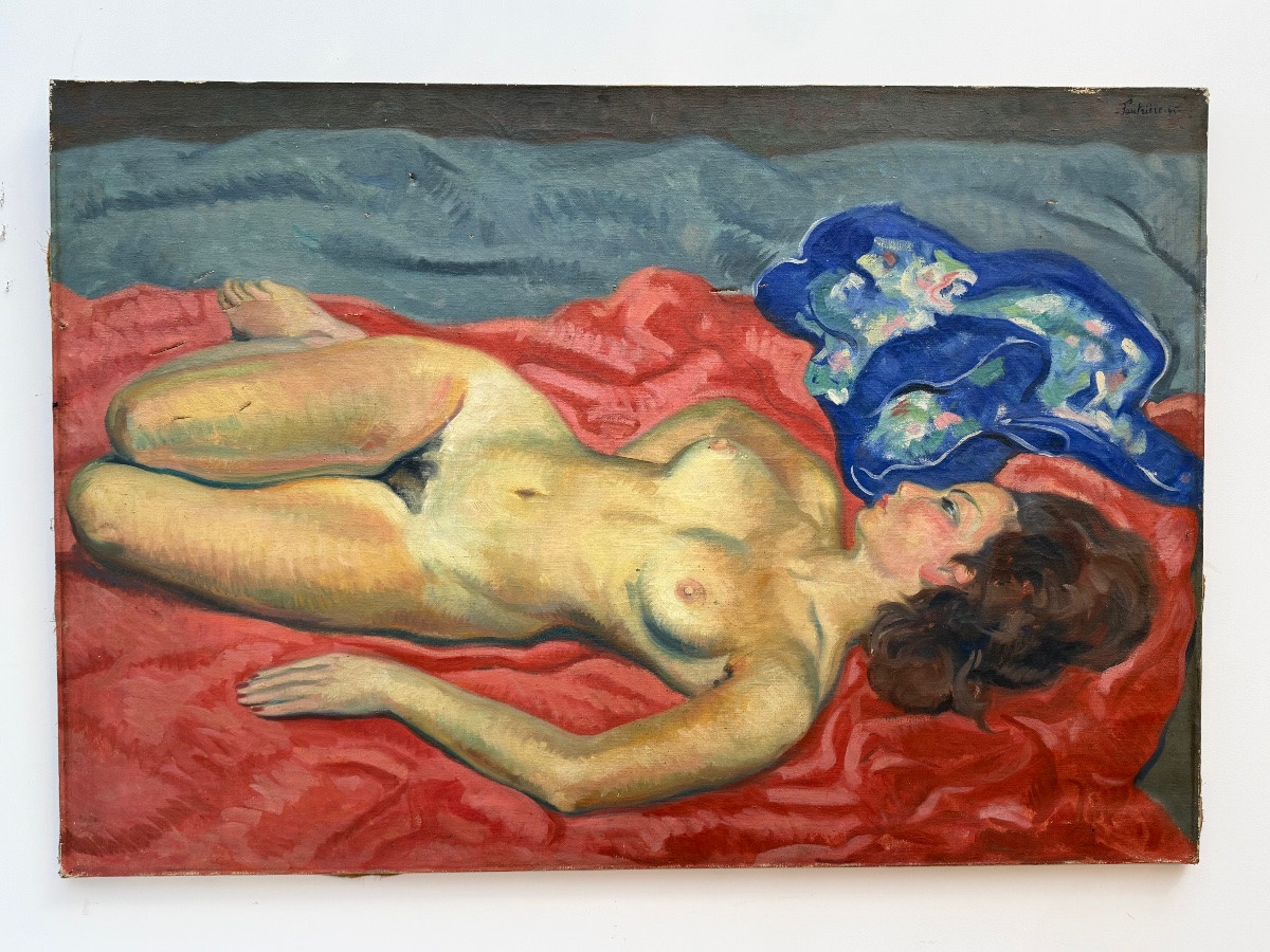 Important Painting, Nude, Oil On Canvas Dated 45.-photo-2