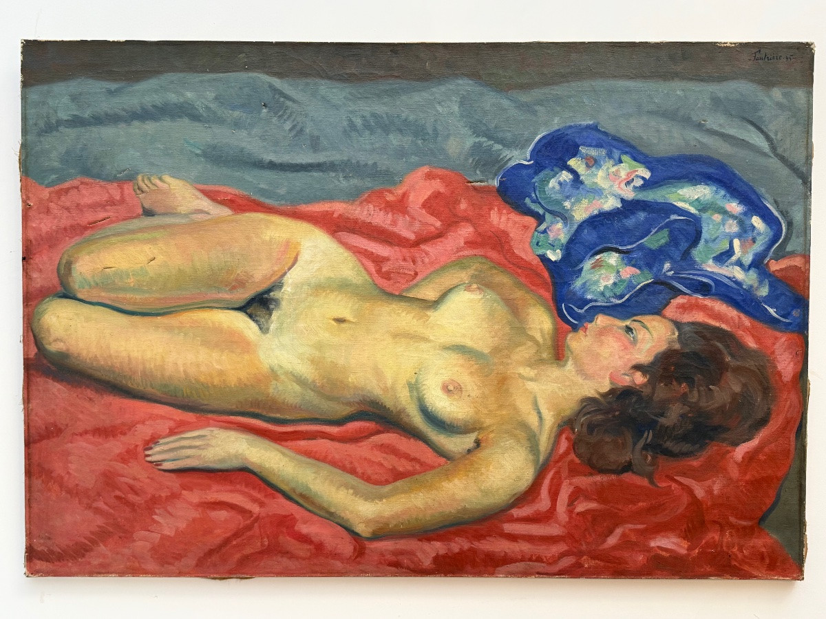 Important Painting, Nude, Oil On Canvas Dated 45.-photo-3