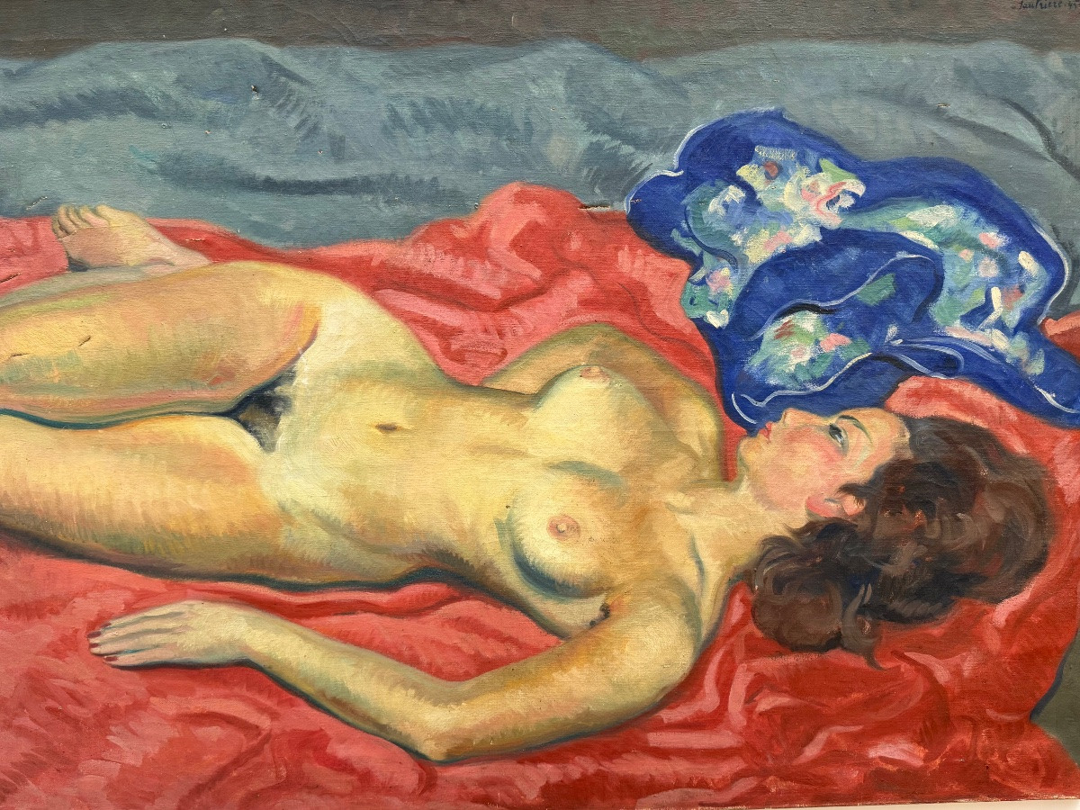 Important Painting, Nude, Oil On Canvas Dated 45.-photo-1