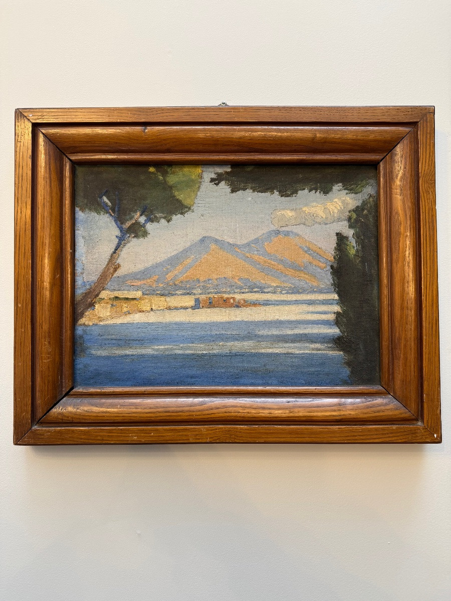 Painting, Italy, Mount Vesuvius.-photo-2
