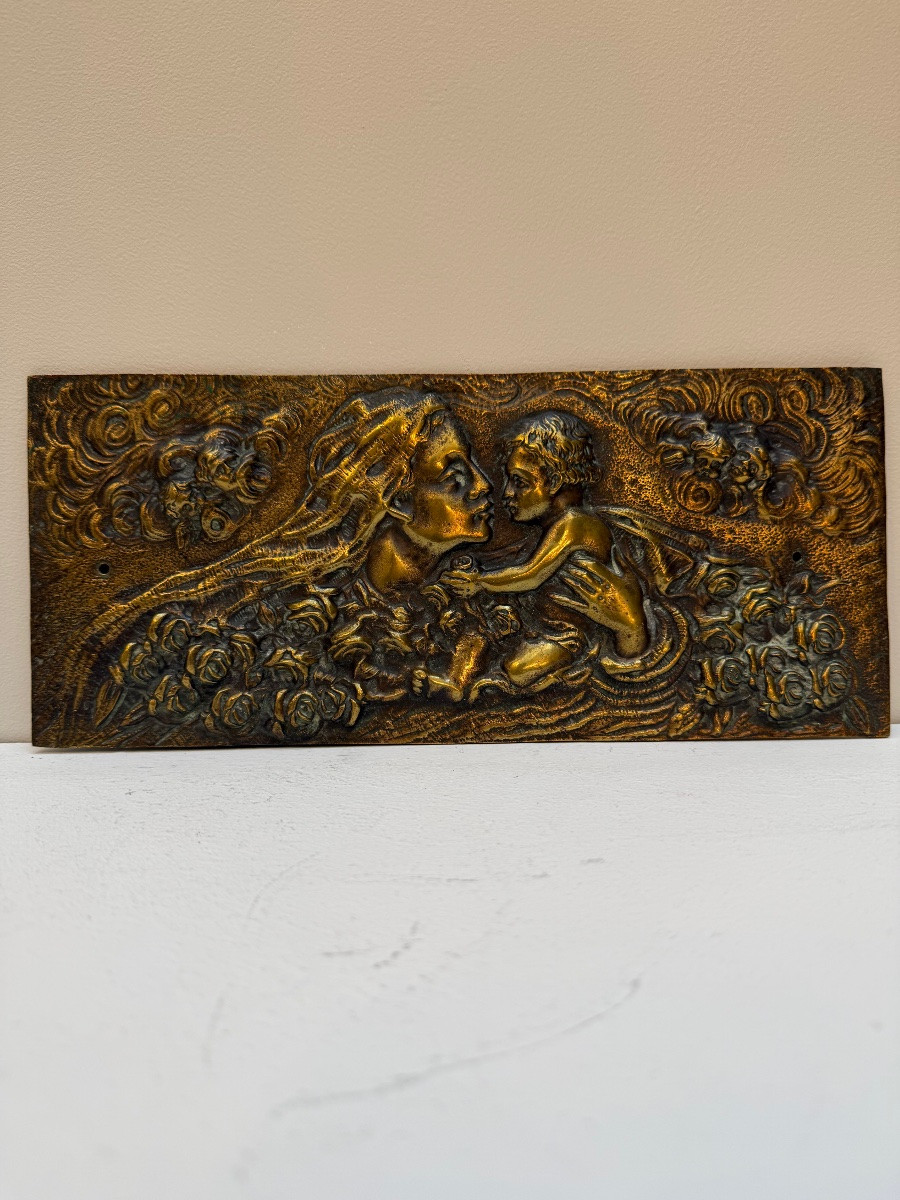 Plaque en bronze , la maternité.-photo-2