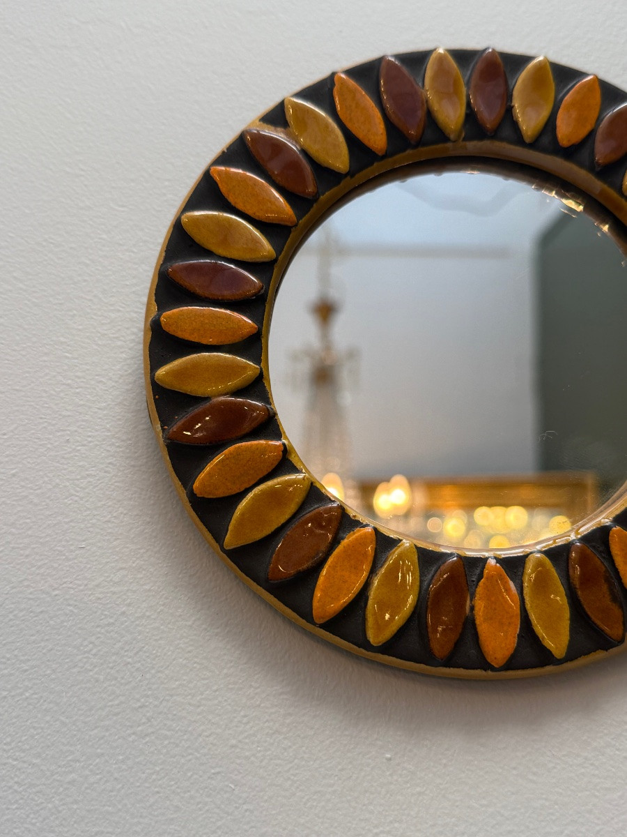 Mithe Espelt , miroir en céramique « marguerite « -photo-1
