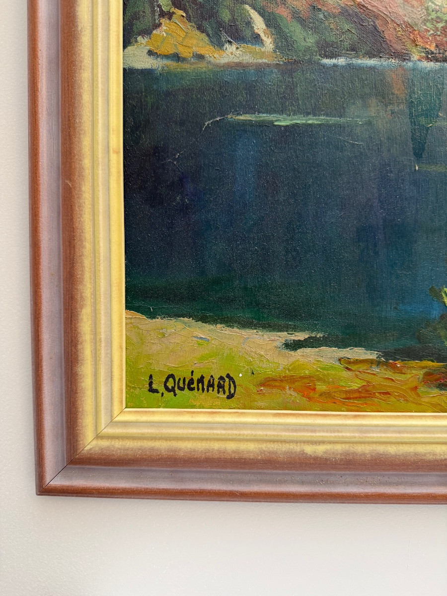 Lucien Quénard , tableau de montagne , lac du Lauvitel , Oisans .-photo-1