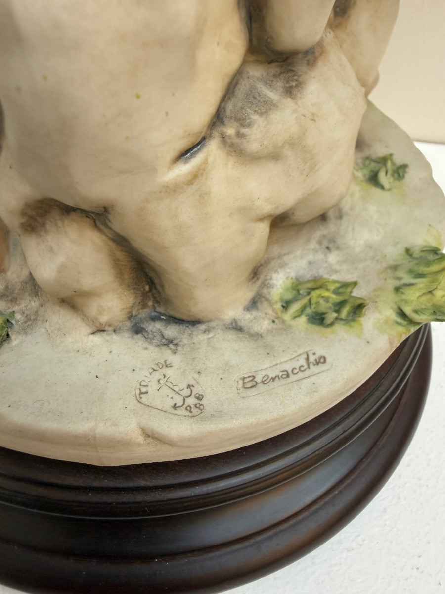 Italie , Dame à la lyre en biscuit , porcelaine Benacchio-photo-3