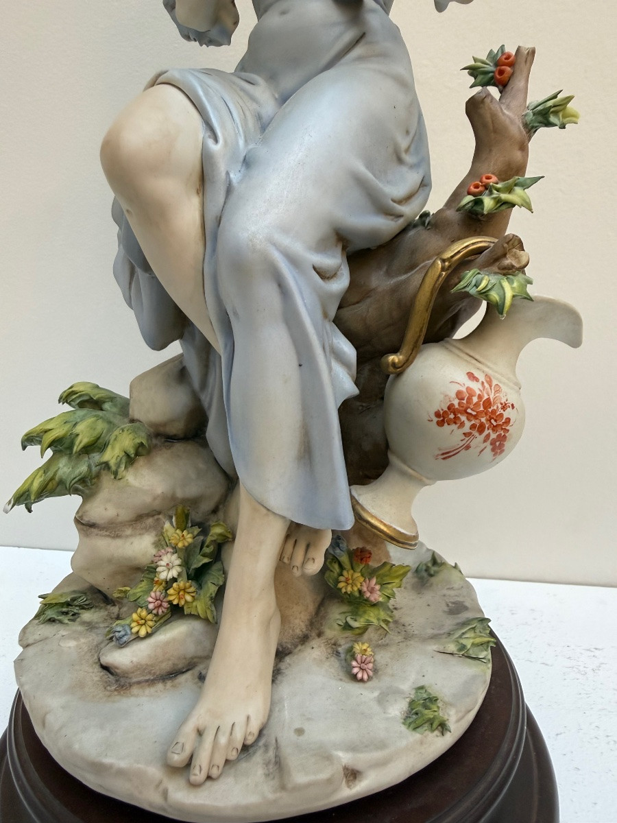 Italie , Dame à la lyre en biscuit , porcelaine Benacchio-photo-6