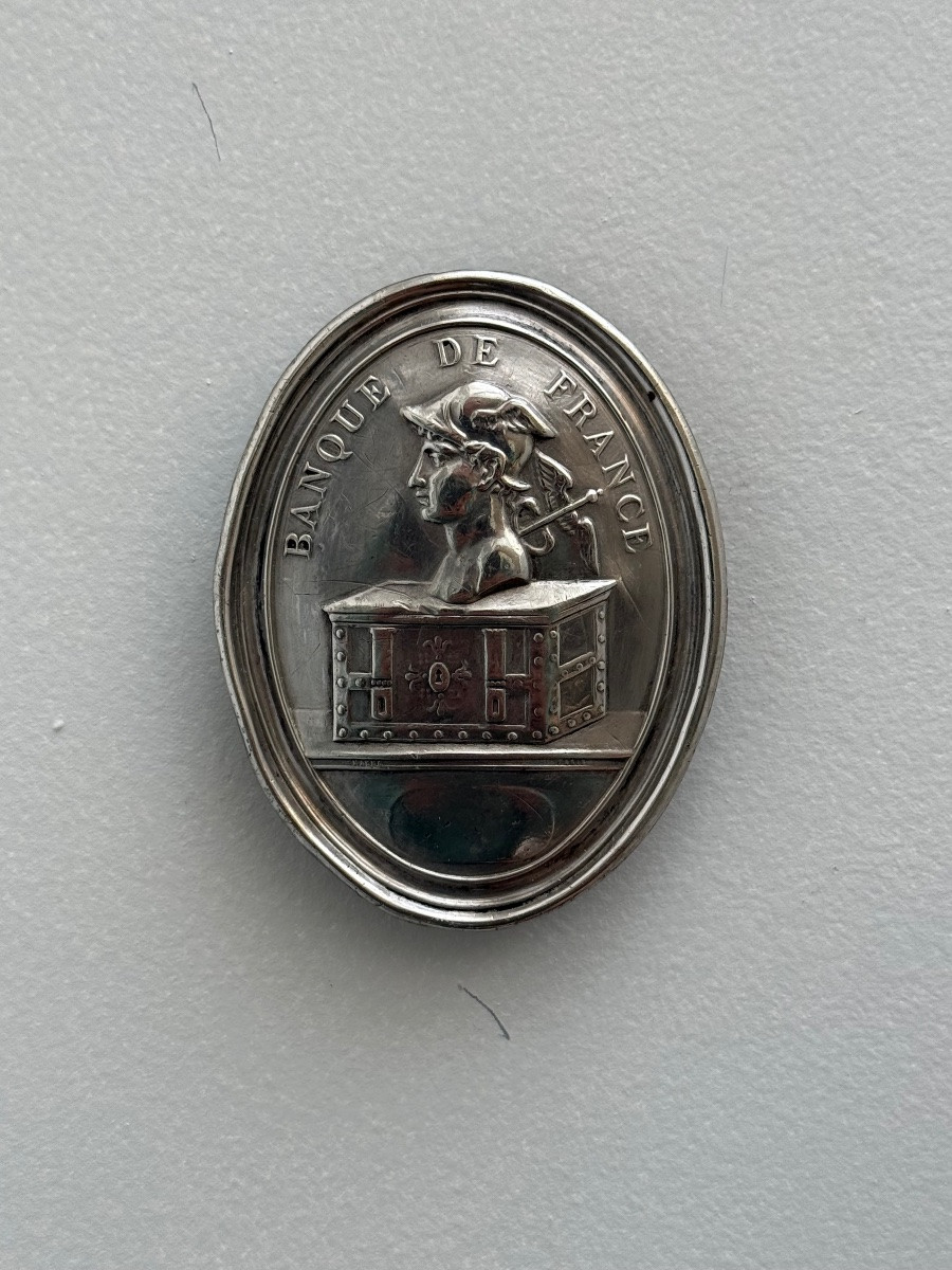 Banque de France , plaque de métier Argent embouti .-photo-1