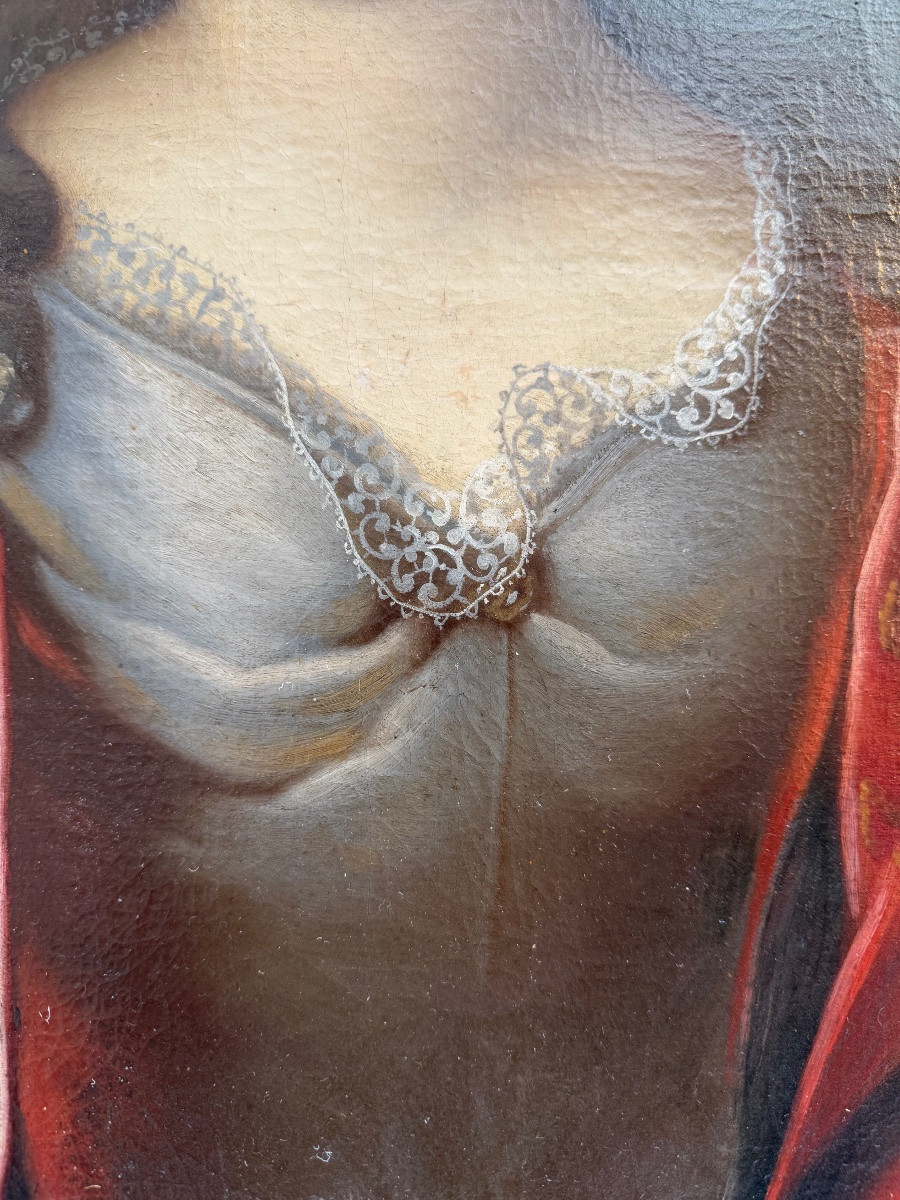 Tableau XVIII Eme siècle , portrait époque Louis XIV-photo-1