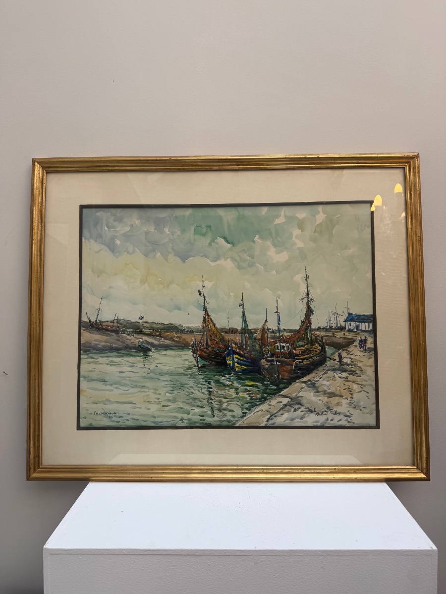 Dunkirk, A Major Watercolor By Robert Lavoine.-photo-2