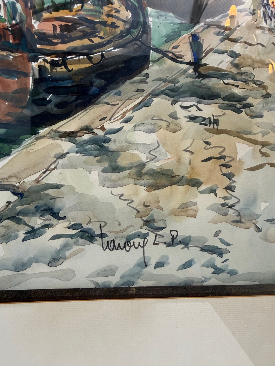 Dunkirk, A Major Watercolor By Robert Lavoine.-photo-1