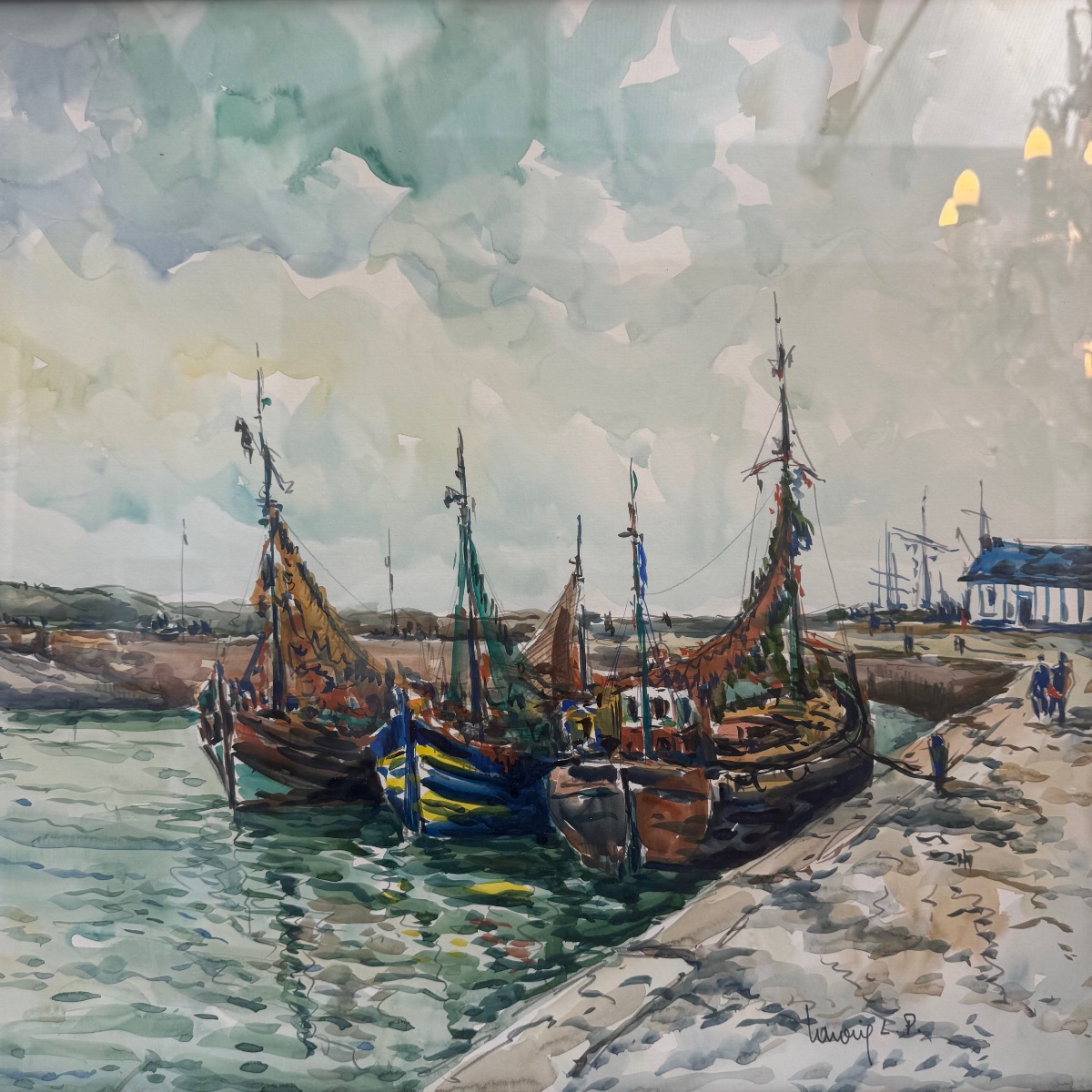 Dunkirk, A Major Watercolor By Robert Lavoine.