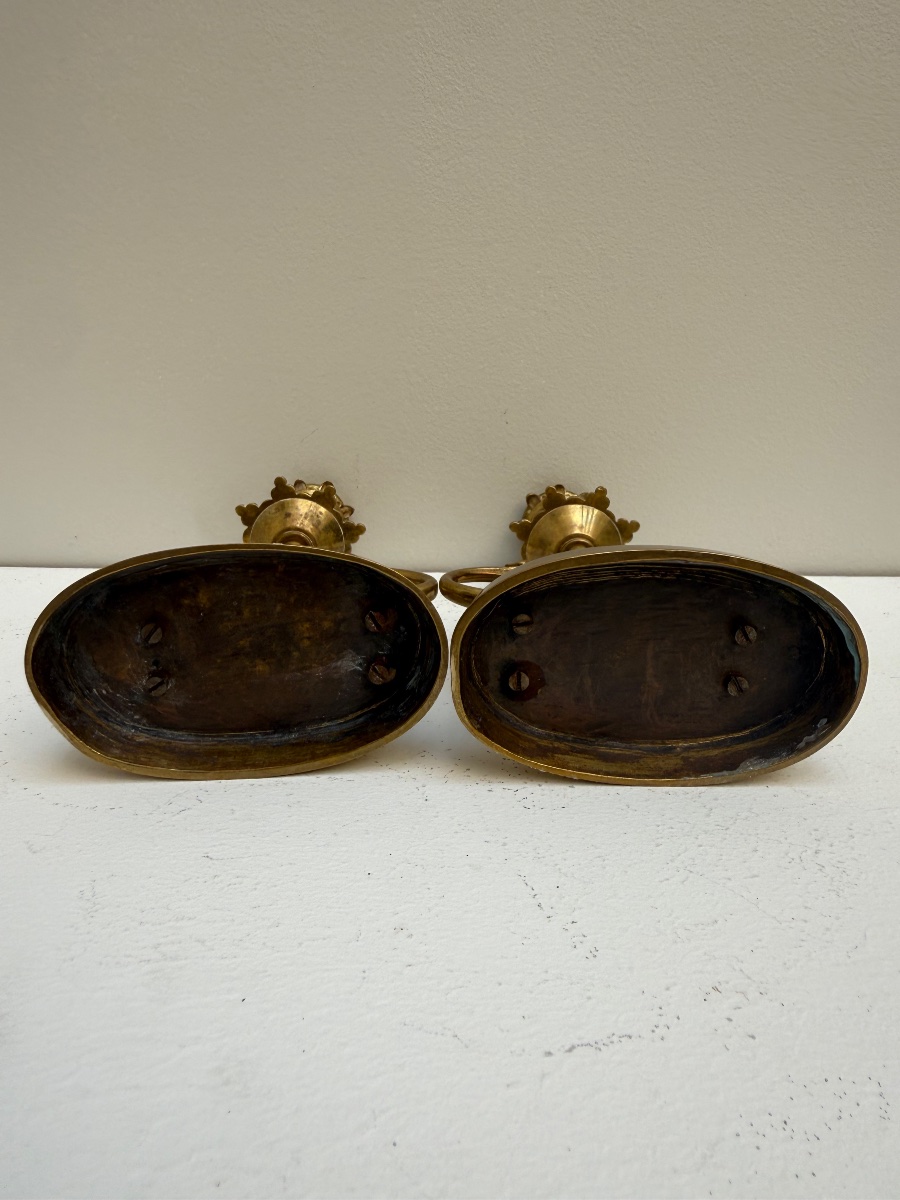 Paire de bougeoir en bronze . -photo-3