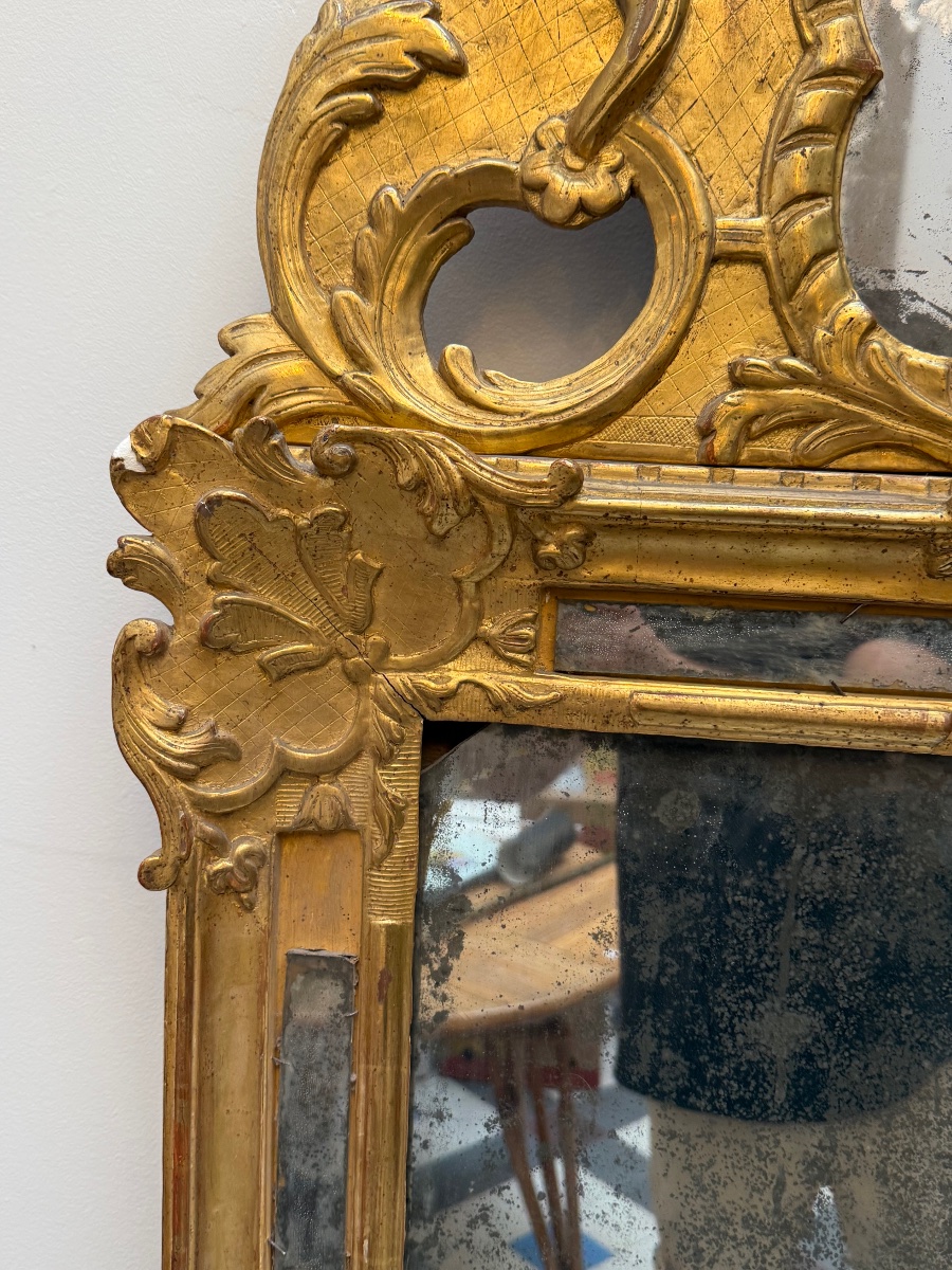 H 150 : Miroir époque Régence Louis XIV .-photo-3