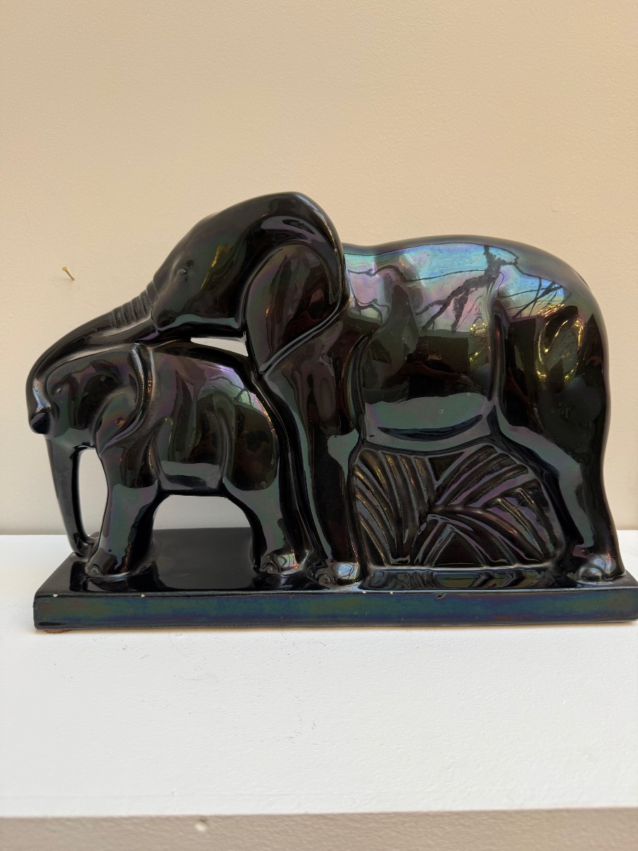 Charles Lemanceau, Saint Clement, Art Deco Earthenware Elephants.-photo-4