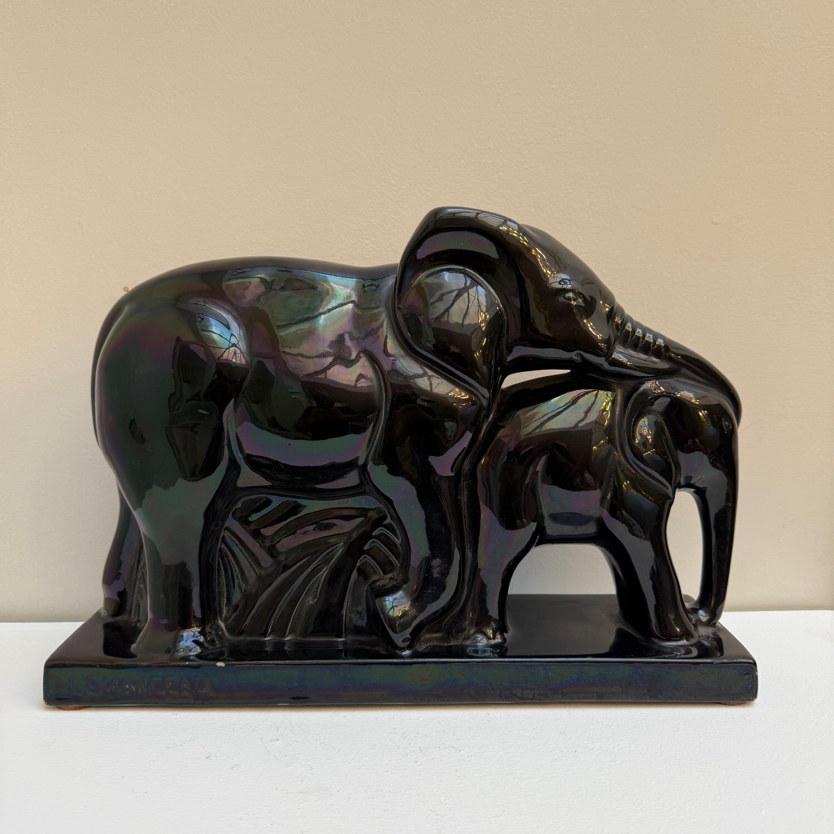 Charles Lemanceau, Saint Clement, Art Deco Earthenware Elephants.