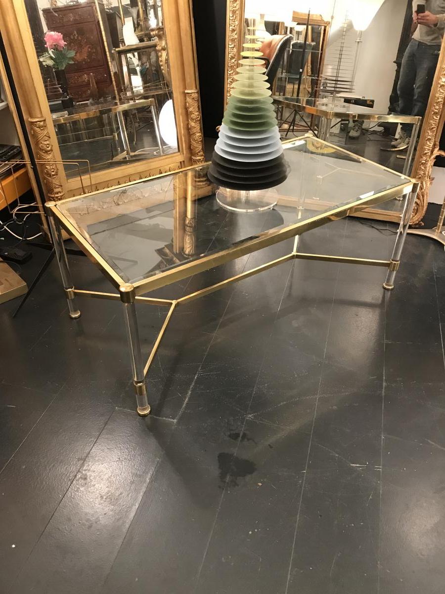 Coffee Table Salon Golden And Plexiglas. Twentieth Century Design-photo-2