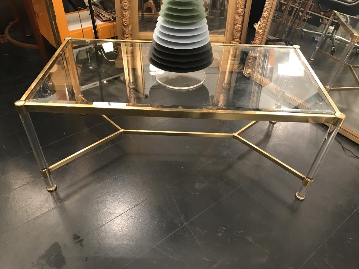 Coffee Table Salon Golden And Plexiglas. Twentieth Century Design-photo-3