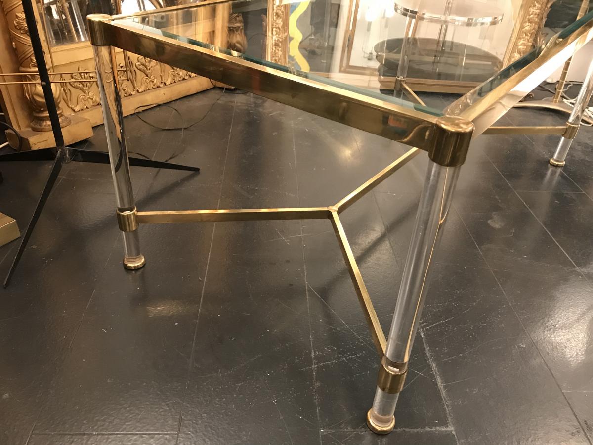 Coffee Table Salon Golden And Plexiglas. Twentieth Century Design-photo-2