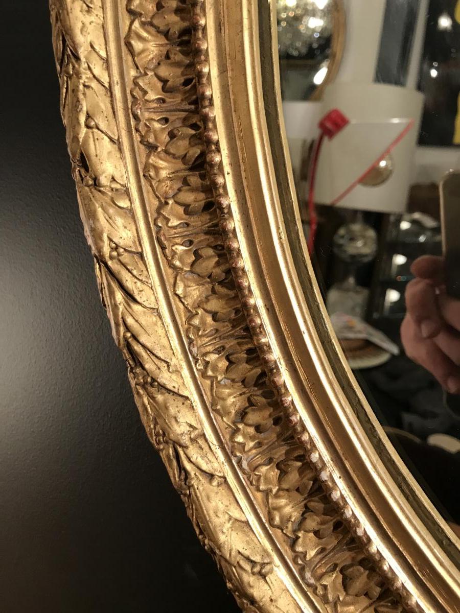 Golden Mirror Oval Shape Epoque XIX Eme Century-photo-1