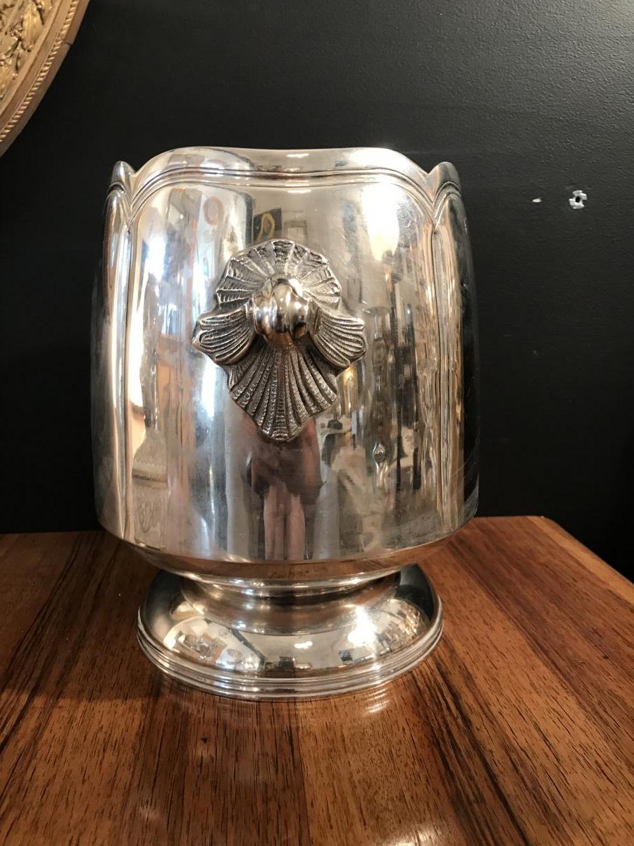 Refreshment, Champagne Bucket In Silver Metal.-photo-2