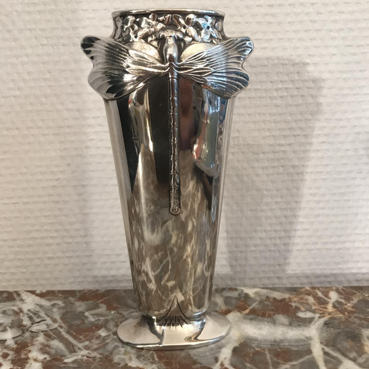 Vase Libellule Art Nouveau, Christofle House XXth Century.