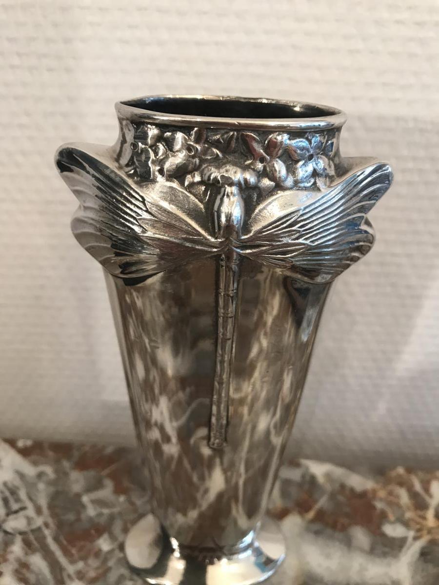 Vase Libellule Art Nouveau, Christofle House XXth Century.-photo-3