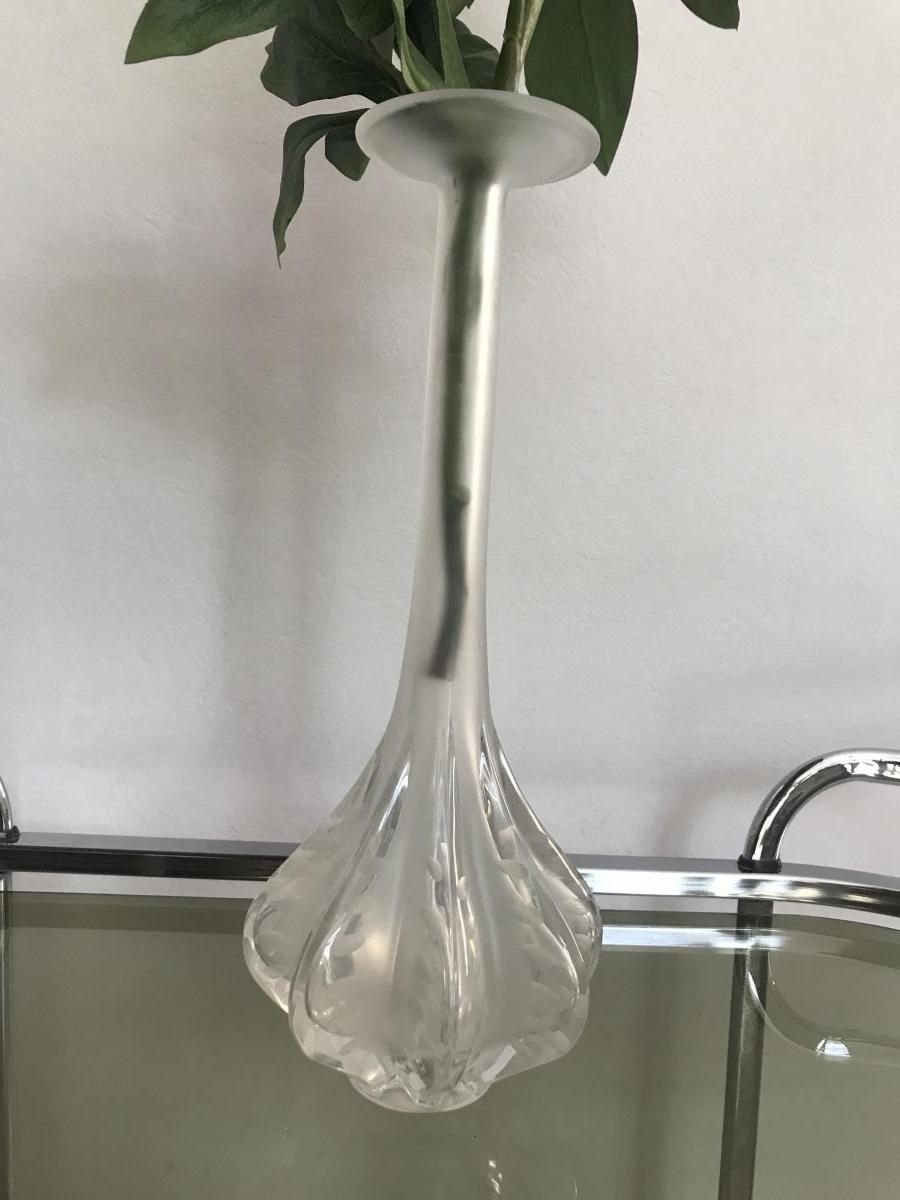 Lalique Crystal Vase Soliflore Model Marie Claude 1960-photo-3