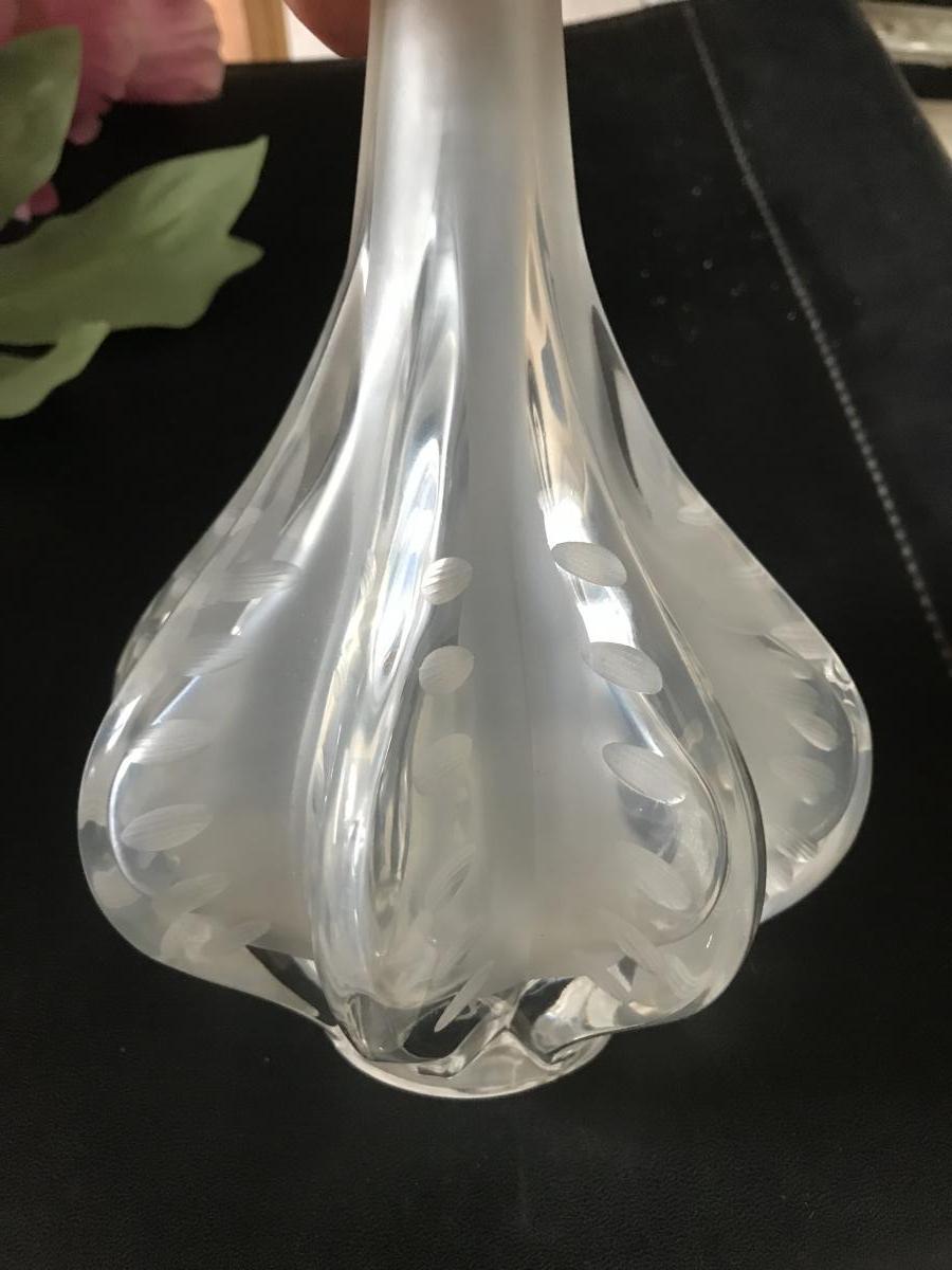 Lalique Crystal Vase Soliflore Model Marie Claude 1960-photo-4