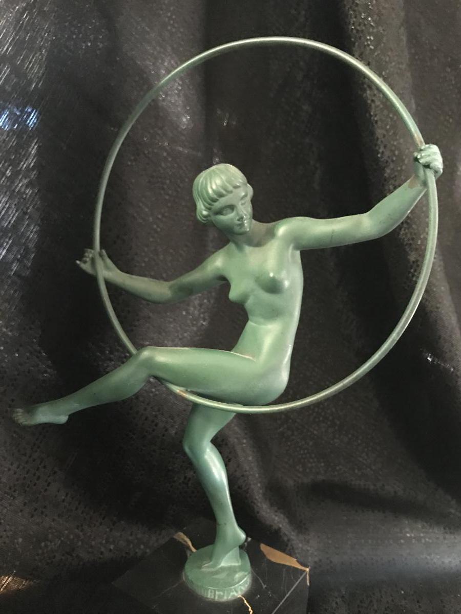 Sculpture, Art Deco Dancer Signed Briand, Marcel Bouraine Max Le Verrier-photo-2