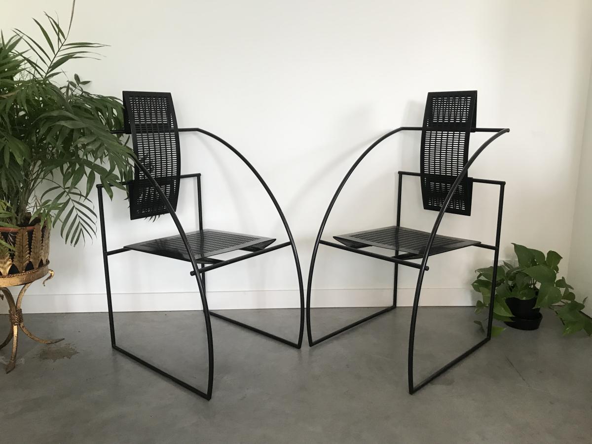 Mario Botta (1943- ) Suite De 4 Chaises / Fauteuils Modèle Quinta Circa 1980 .-photo-2