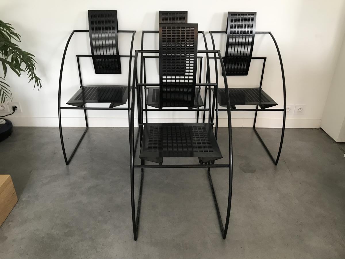 Mario Botta (1943- ) Suite De 4 Chaises / Fauteuils Modèle Quinta Circa 1980 .-photo-2
