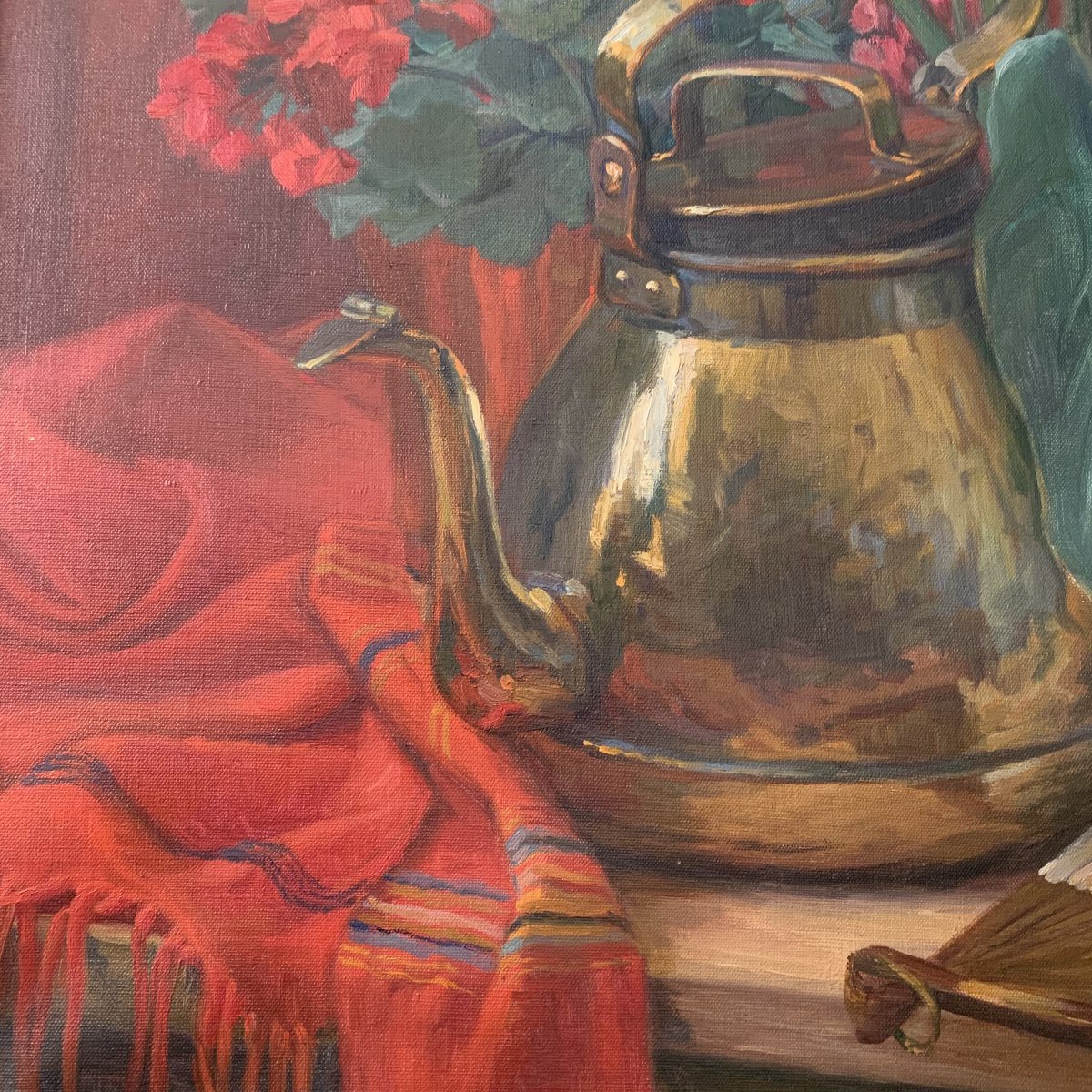 Anna Bono Dugelay Painting, Oil, Still Life With Flowers.