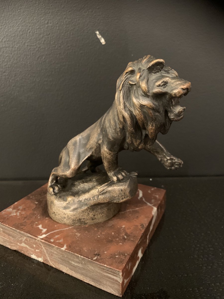 Maurice Roger Marx . Lion Peugeot , Sculpture Bronze .-photo-2