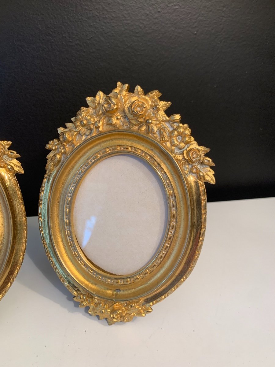 Duo Of Photo Frame In Gilt Bronze, Napoleon III XIX Eme Century-photo-3