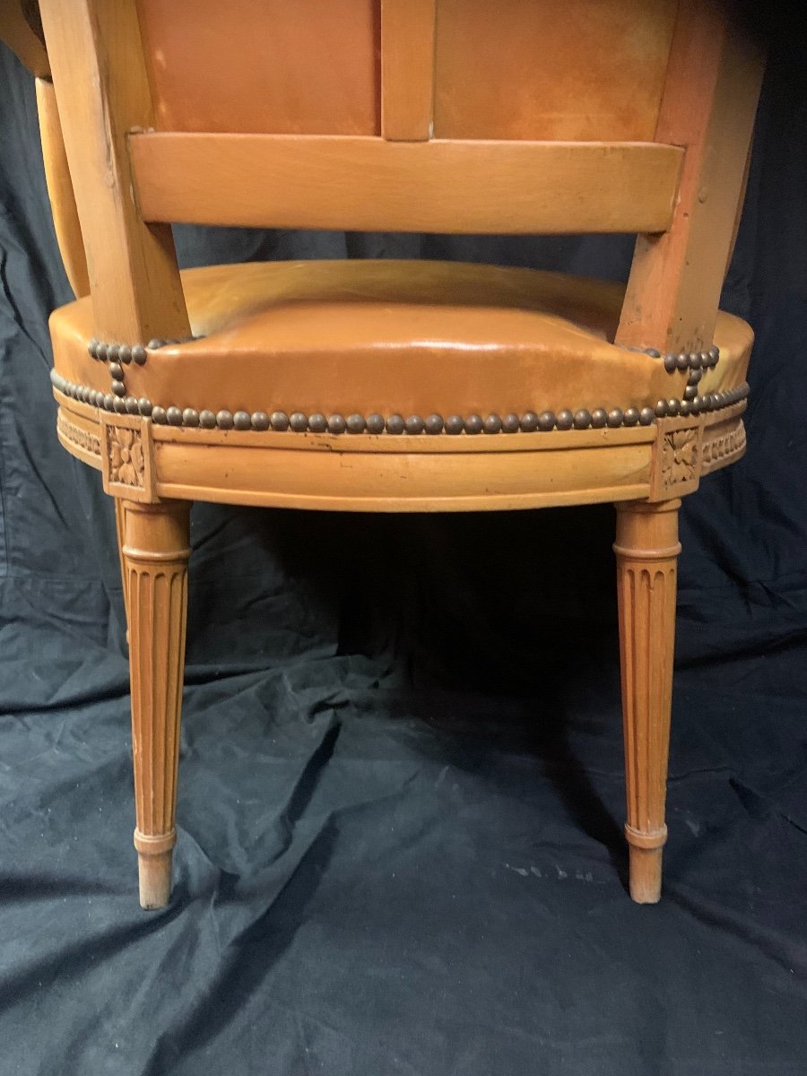 Fauteuil De Style Louis XVI En Bois Naturel -photo-4