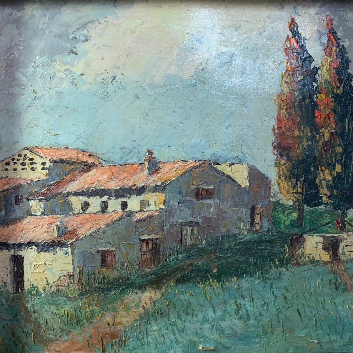 Jean Corniche . Moulin à Huile En Provence Tableau De 1943