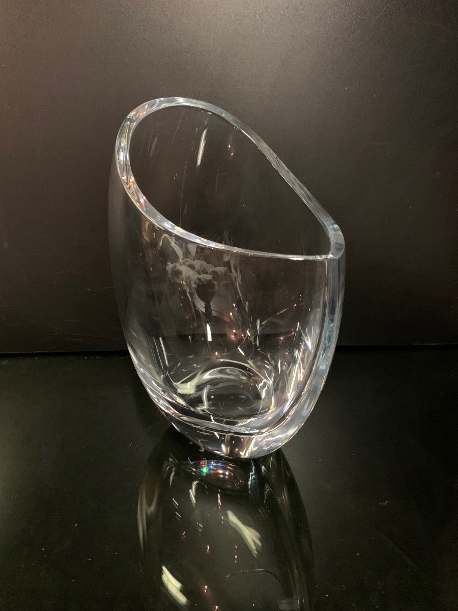 Christofle, Asymmetric Glass Vase.-photo-2